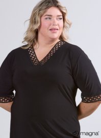 Wide Lace Detail A-Line Shirt (B-2423) 001CIR-Black Circle