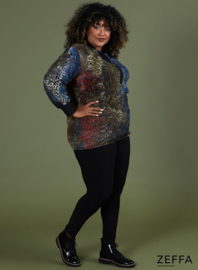 Stretchy Chiffon Blouse (ZF-BL-1001-CHP)  V91031 Circles Tie Dye Khaki