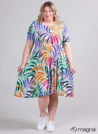 Long A-Line Dress (C-2203-PRINT) T-90019-Summer Jungle Orang-Purple