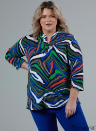 Roll Sleeve Top (B-9001-PR) V76060-Multi Zebra Blue