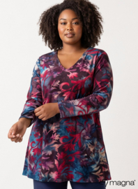 Long Sleeve A-Line Tunic (B-2401-MSH) T09032-Midnight Forest Wine Red
