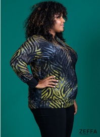 Stretchy Chiffon Blouse (ZF-BL-1001-CHP)  X71031-Wavey Tie Dye Green