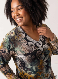 Long Sleeve A-Line Tunic (B-2401-MSH) T09065-Midnight Forest Oker