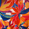Short Sleeve Puffy Shirt (B-8018-PRINT) U11060-Jungle Blue-Orange