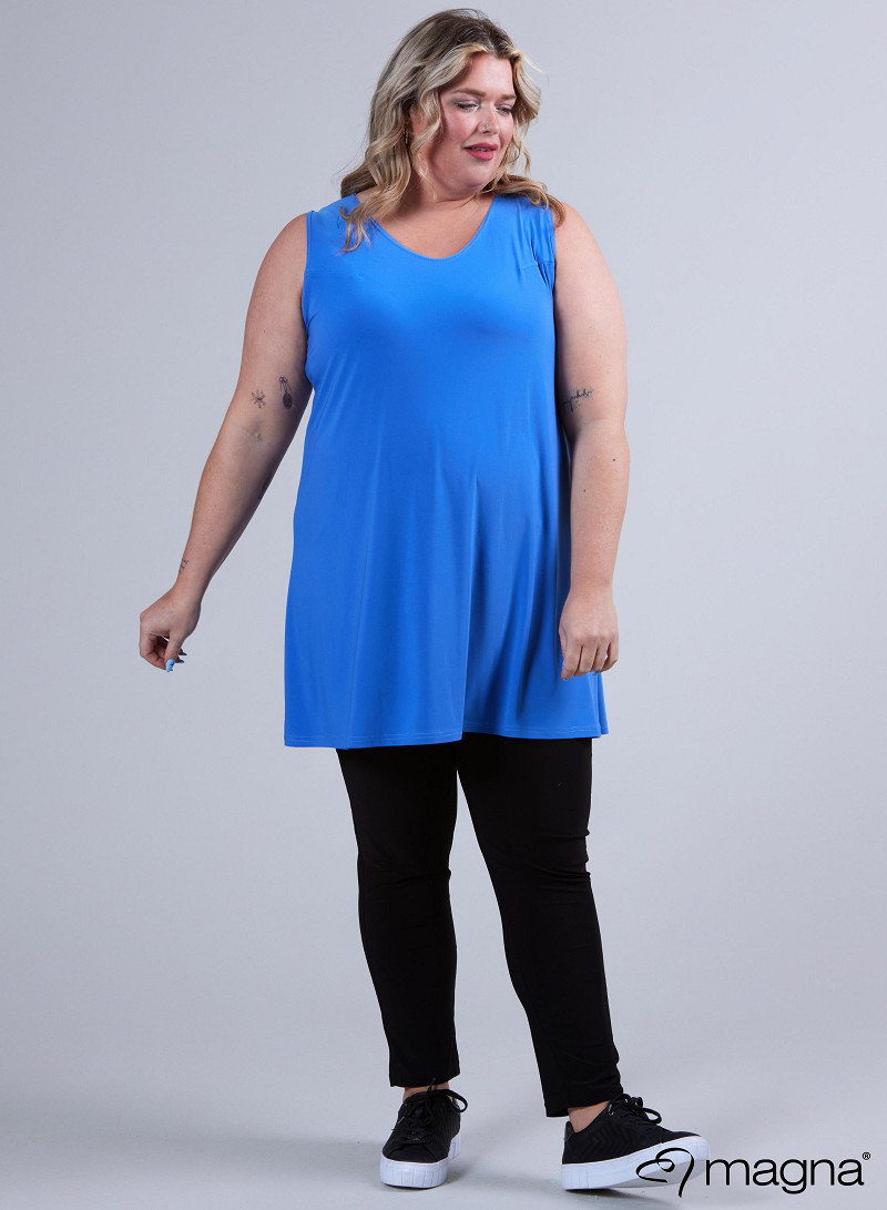 A-Line Sleeveless tunic/top (A-2302-SOLID) 071-Dark Sky Blue