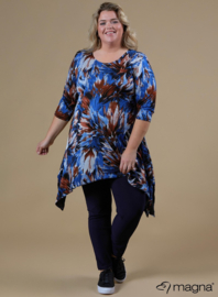 Tuniek Punten 3Q-mouw(C-0001-HVP) - W24060-Artistic Flower Blue