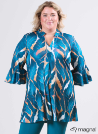 Flared Sleeves Relaxed Tunic (C-2503-PRINT) T69048-Autumn Leaves Petrol