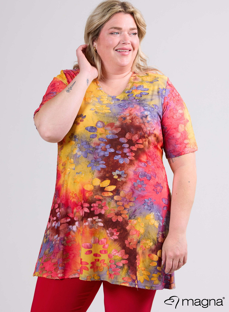 A-Line Short Sleeve Shirt (B-2508-MSH) T76076-Daisy Red-Yellow