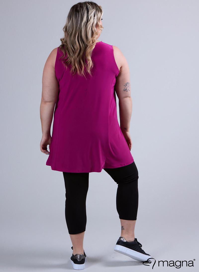A-Line Sleeveless tunic/top (A-2302-SOLID) 056-Magenta