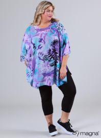 Poncho WINGS chiffon print (M-0004-CHP) V02021-Aqua Purple