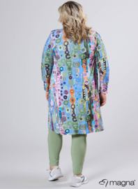 Open Front Loose Cardigan (N-2201-PRINT) T41071-Wall Deco Blue-Pink