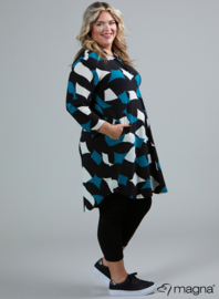 A-Line Long Pocket Tunic (C-2217-PR) V75048-Diamond Blocks Petrol