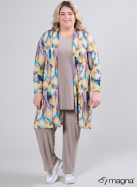 Open Front Loose Cardigan (N-2201-PRINT) T42014-Elegant Whirl Sand-Blue
