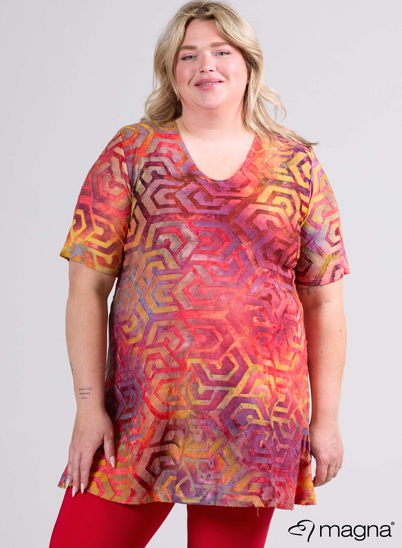 A-Line Short Sleeve Shirt (B-2508-MSH) T77076-Maze Red-Yellow