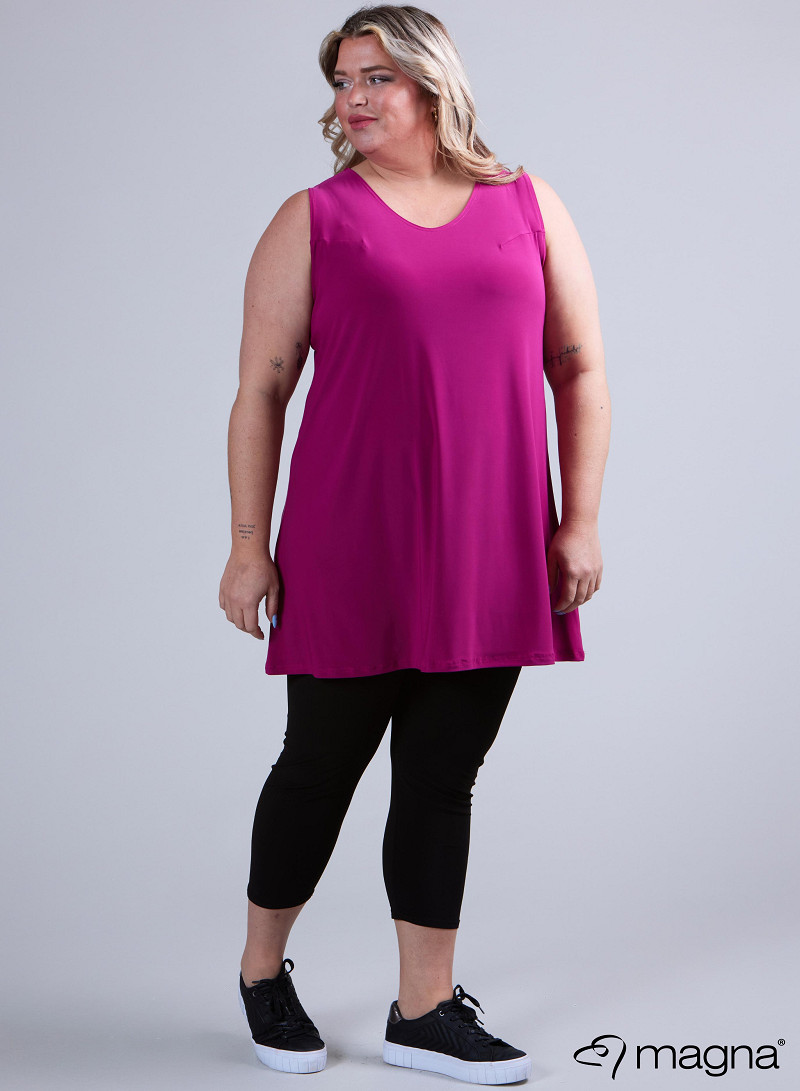A-Line Sleeveless tunic/top (A-2302-SOLID) 056-Magenta