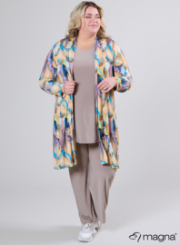 Open Front Loose Cardigan (N-2201-PRINT) T42014-Elegant Whirl Sand-Blue