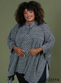 Oversized Tuniek/Ponncho (ZF-PO-1002-HVPK)  W07001-Blocked BW