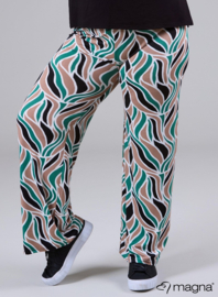 Broek Basic (D-03-PR) U96038-Abstract Leaves Sand/Green