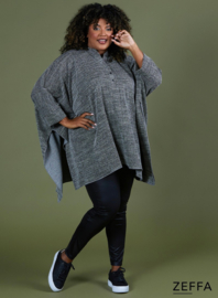 Oversized Tuniek/Ponncho (ZF-PO-1002-HVPK)  W08001-Textured BW