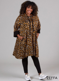Oversized Long Hoody-Tunic (ZF-SW-1001-HVPN) U75065-Dotted Animal Ochre