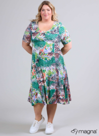 Long A-Line Dress (C-2203-VP-MB) U05058-Mixed Brushed Lines Green
