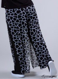 Broek Basic met chiffon laag(D-4003-PR) 199001-Geometric BW