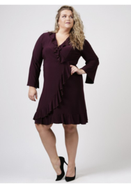 Wikkel Tuniek-Jurk  met rouche (N-8006) 026-Aubergine