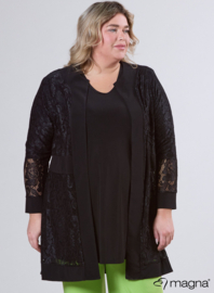 Open Lace Cardigan (N-2501) 001-Zwart