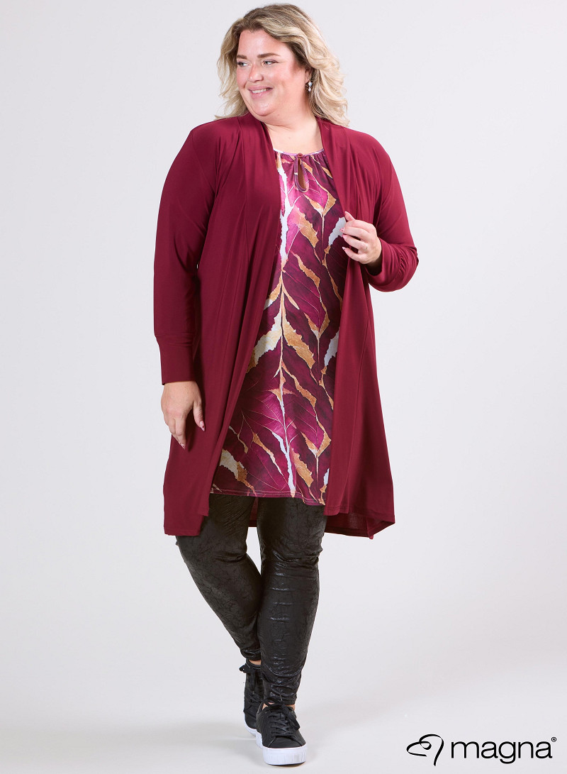 Open Front Loose Cardigan (N-2201) 032-Wine Red
