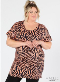 Oversized Shirt (ME-TU-1015) Y02066-Graphical Zebra Coral