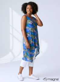 A-Shaped Sleeveless Split Dress (C-2323-PRINT) T34071-Swirl Green-Blue