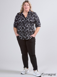 Puff Sleeve Shirt (B-2502-PR) U29001-Arrow Sketch Black-White