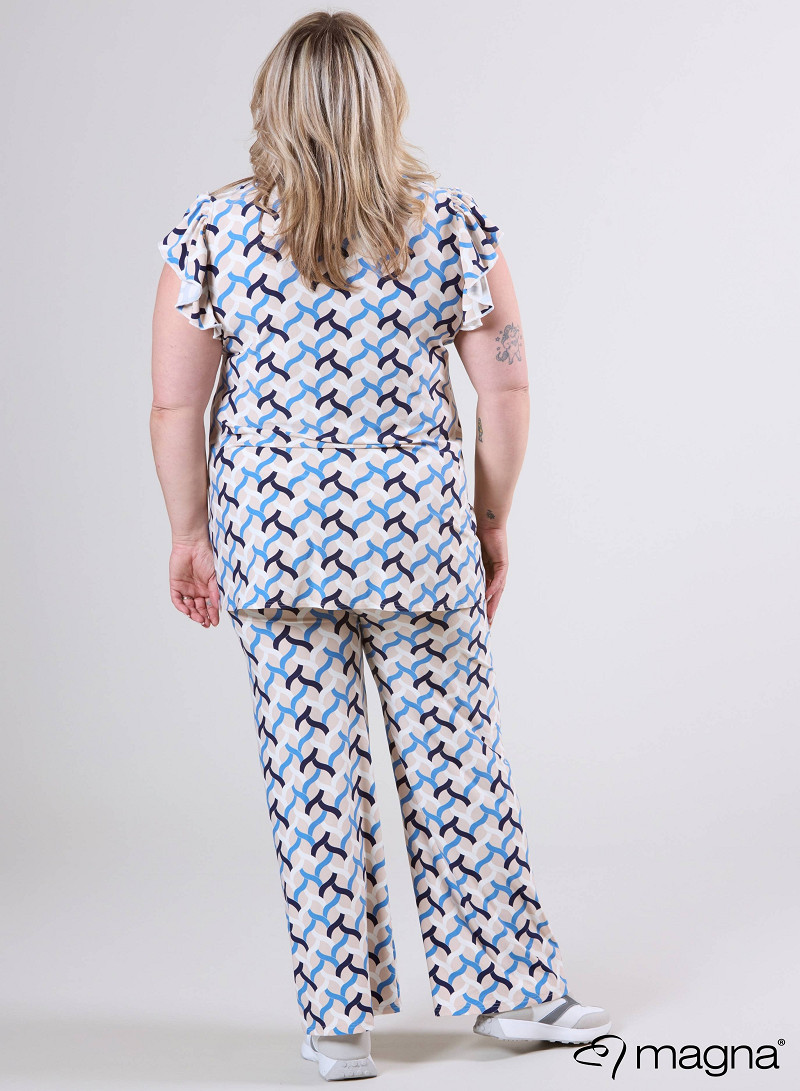 Sleeveless Frill Tunic (C-2305-PR) T72071-Woven Blue-Sand