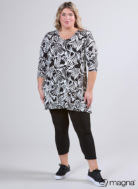 Lange basic shirt (B-6004-VP-MB) U18001-Flower Black-White