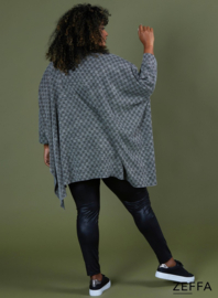Oversized Tuniek/Ponncho (ZF-PO-1002-HVPK)  W07001-Blocked BW