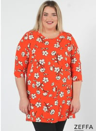 Simple Tunic  (ZF-TU-1005-pr) Y80019-Flower Orange