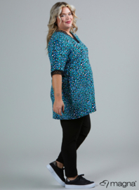 Wide Lace Detail A-Line Shirt (B-2423-VP) V-54060-Leopard Blue-Green