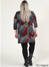 Simple Pocket Tuniek (C-2022-VISprint) Y87015-Abstract Triangle Desigen Red