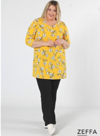 Simple Tunic  (ZF-TU-1005-pr) Y80076-Flower Yellow