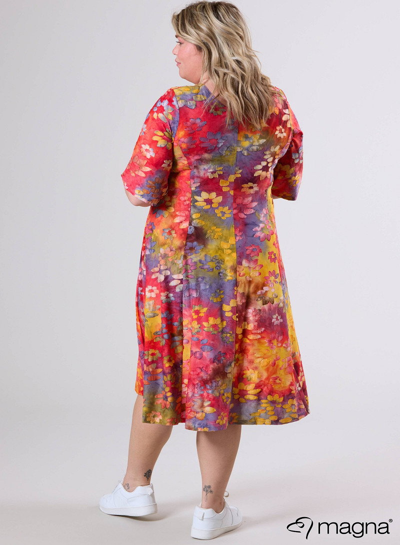 Long A-Line Dress (C-2513-MSH) T76076-Daisy Design Red-Yellow
