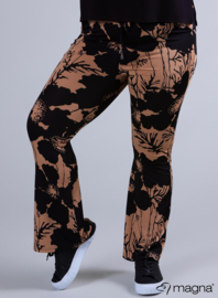 Relaxed Pocket Flared Pants (D-2403-PRINT) V59061-Bamboo Jungle Taupe