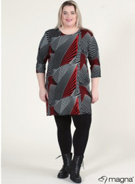 Simple Pocket Tuniek (C-2022-VISprint) Y87015-Abstract Triangle Desigen Red