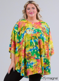 Poncho WINGS chiffon print (M-0004-CHP) V09076-Art Yellow-Green