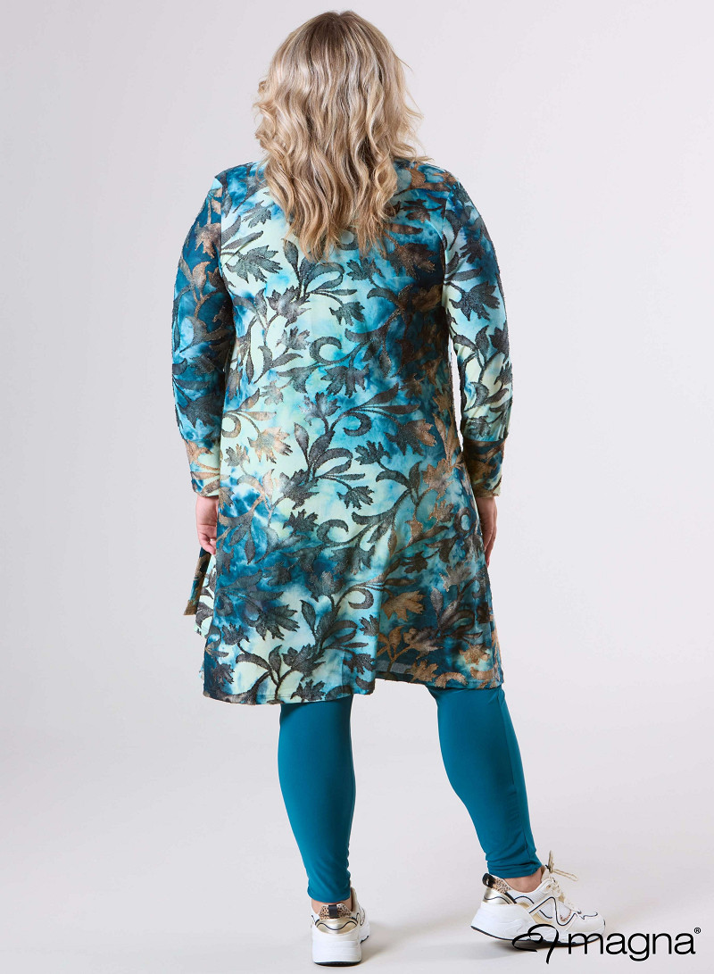 Open Front Loose Cardigan (N-2201-MSH) U51048-Fall Leaves Petrol