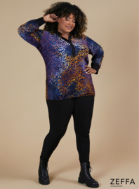 Stretchy Chiffon Blouse (ZF-BL-1001-CHP)  V91059 Circles Tie Dye Purple