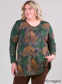 Long Sleeve A-Line Tunic (B-2401-HVP) T43031-Waves Green-Camel