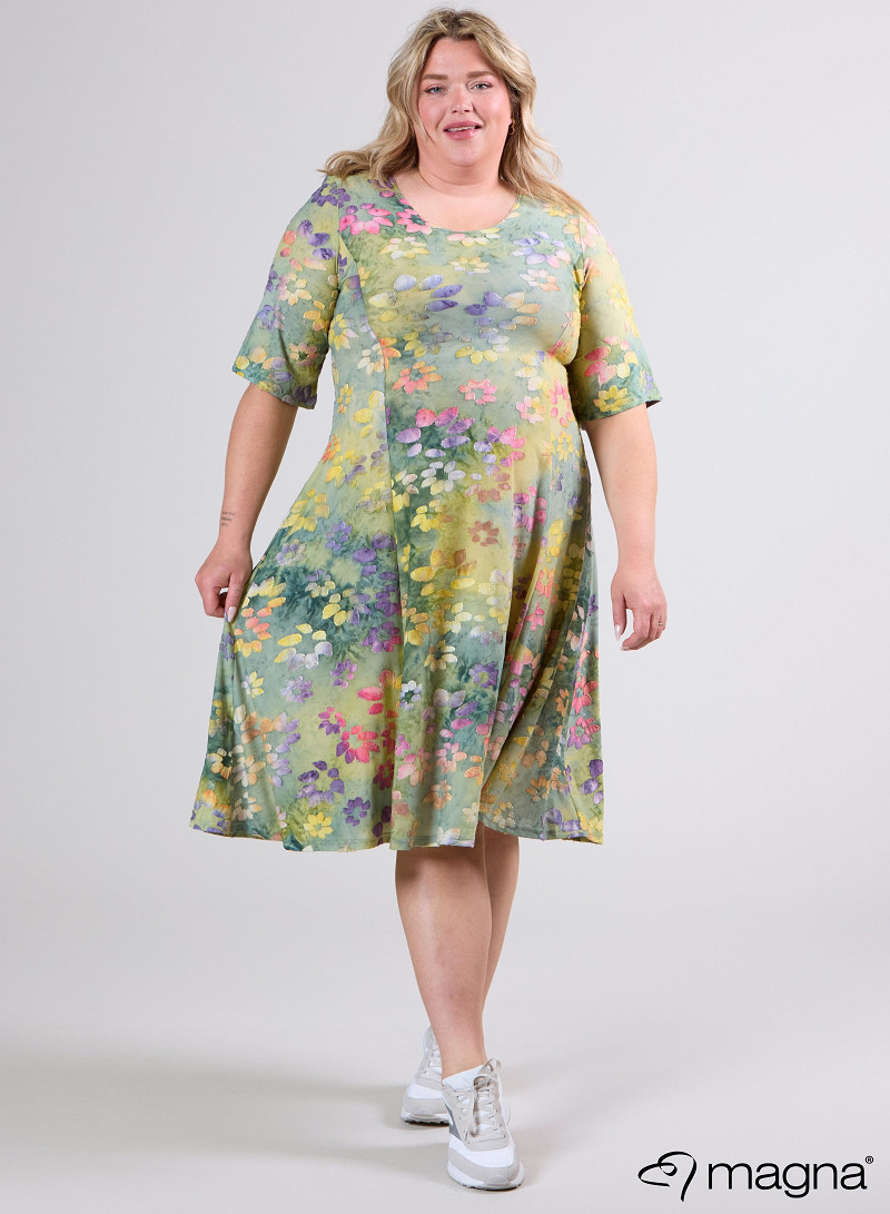 Long A-Line Dress (C-2513-MSH) T76007-Daisy Design Yellow-Green