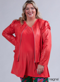 Kort Leather Look Puff Shoulder Jacket (K-2401-LL) 066-Coral