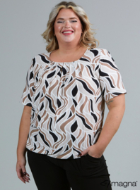 Short Sleeve Puffy Shirt (B-8018-PRINT) V32014-Soft Waves Sand