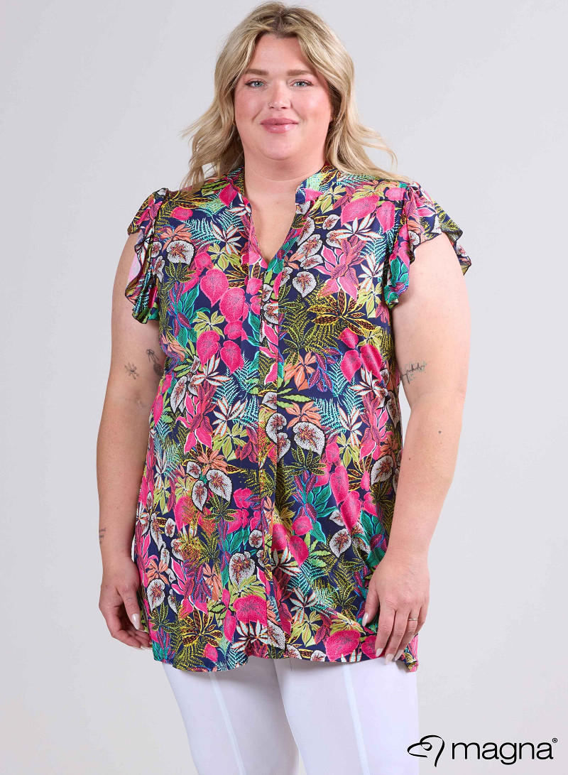 Sleeveless Frill Tunic (C-2305-PR) T83006-Forrest Fuchsia